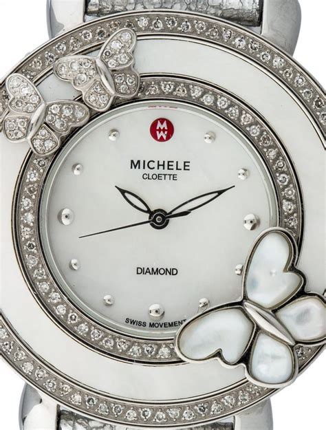 michele butterfly goldtone watch